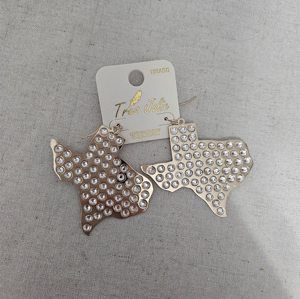 Womens Gold Texas Bling Tres Jolie Earrings